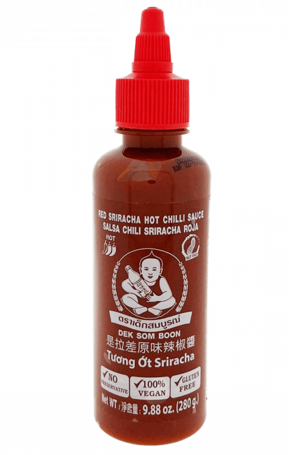 Red sriracha hot chilli sauce Dek Som boon